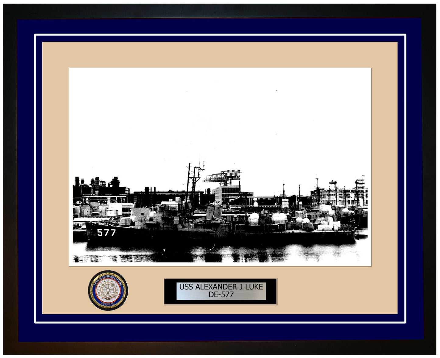 USS Alexander J Luke DE-577 Framed Navy Ship Photo Blue