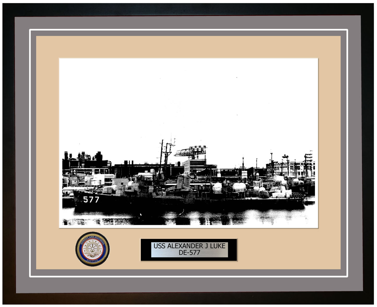 USS Alexander J Luke DE-577 Framed Navy Ship Photo Grey