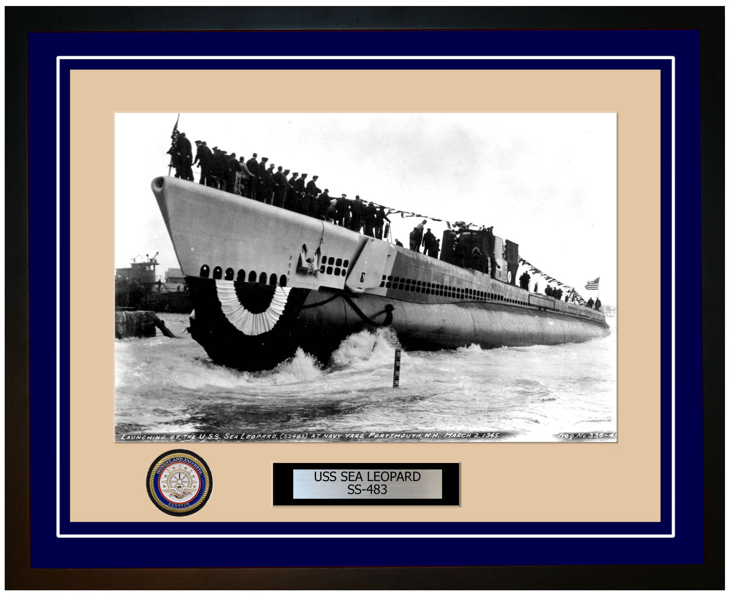 USS Sea Leopard SS-483 Framed Navy Ship Photo Blue
