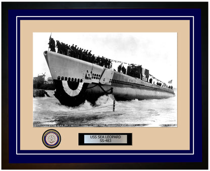 USS Sea Leopard SS-483 Framed Navy Ship Photo Blue