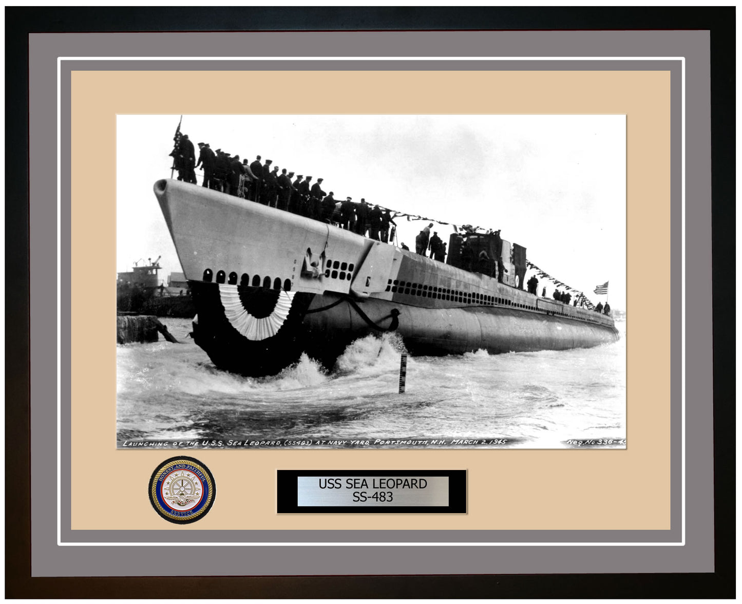 USS Sea Leopard SS-483 Framed Navy Ship Photo Grey