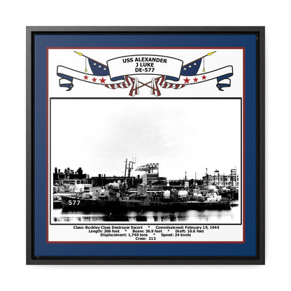 USS Alexander J Luke DE-577 Navy Floating Frame Photo Front View