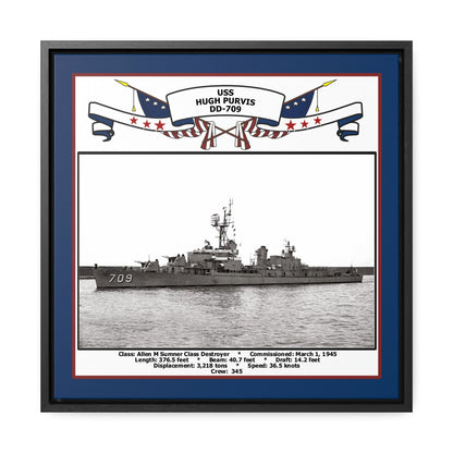 USS Hugh Purvis DD-709 Navy Floating Frame Photo Front View