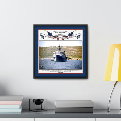 USS Raleigh LPD-1 Navy Floating Frame Photo Desk View