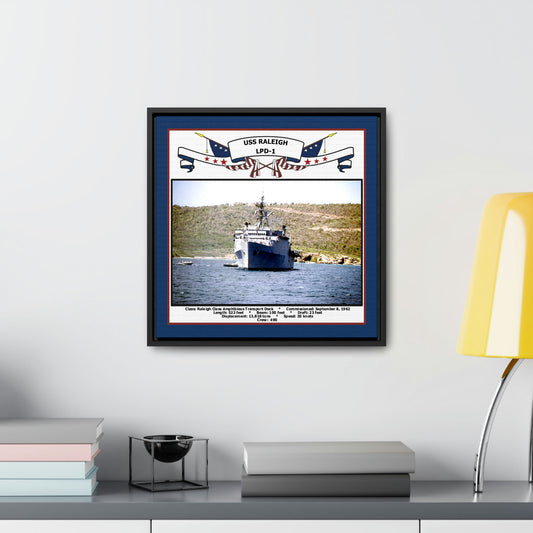USS Raleigh LPD-1 Navy Floating Frame Photo Desk View