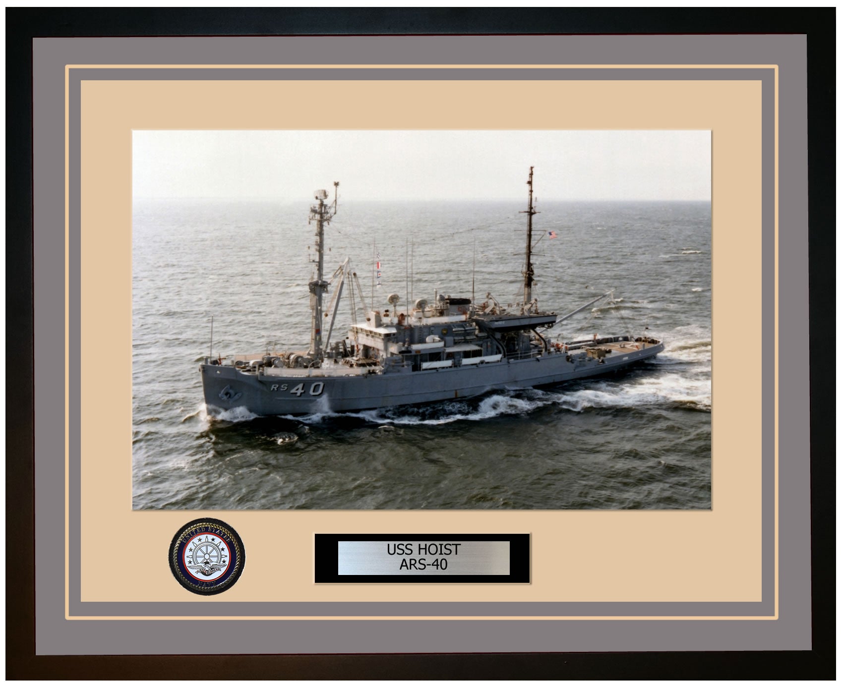 USS HOIST ARS-40 Framed Navy Ship Photo Burgundy – Navy Emporium