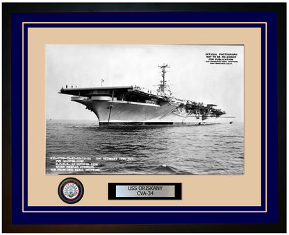 USS ORISKANY CVA-34 Framed Navy Ship Photo Blue