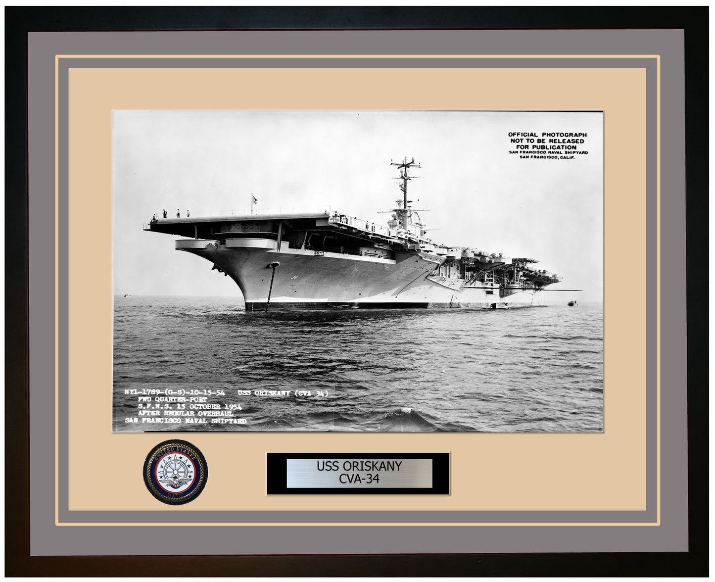 USS ORISKANY CVA-34 Framed Navy Ship Photo Grey