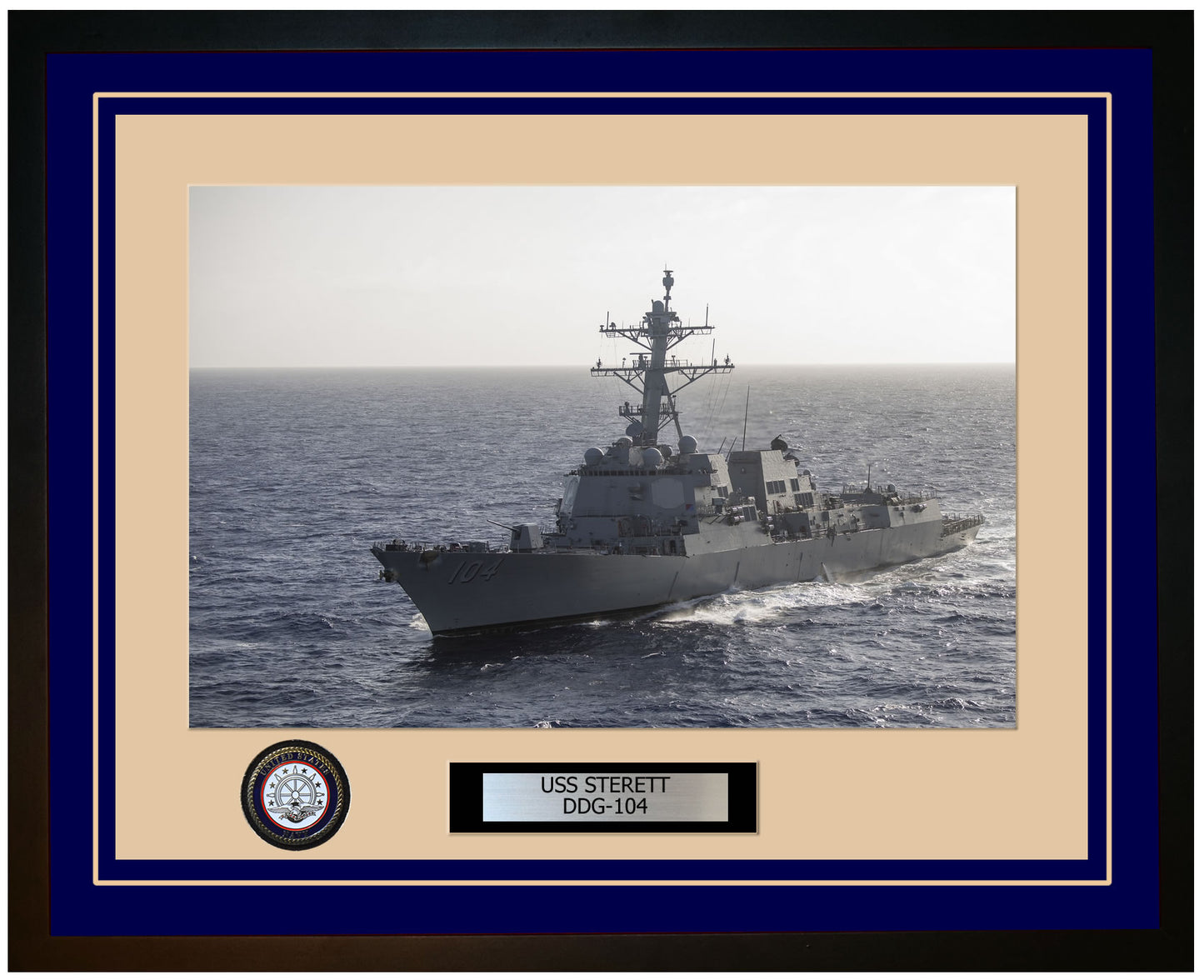 USS STERETT DDG-104 Framed Navy Ship Photo Blue