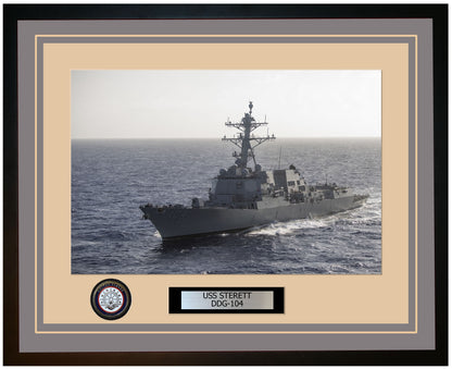 USS STERETT DDG-104 Framed Navy Ship Photo Grey