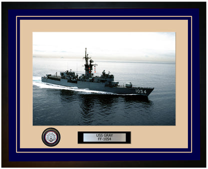 USS GRAY FF-1054 Framed Navy Ship Photo Blue