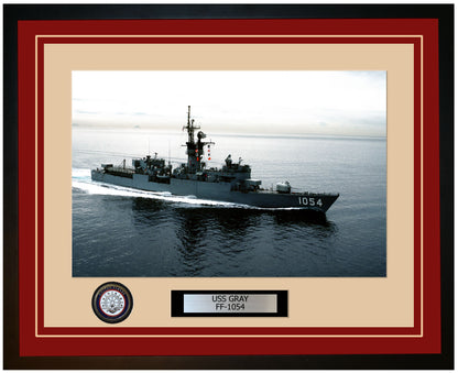 USS GRAY FF-1054 Framed Navy Ship Photo Burgundy