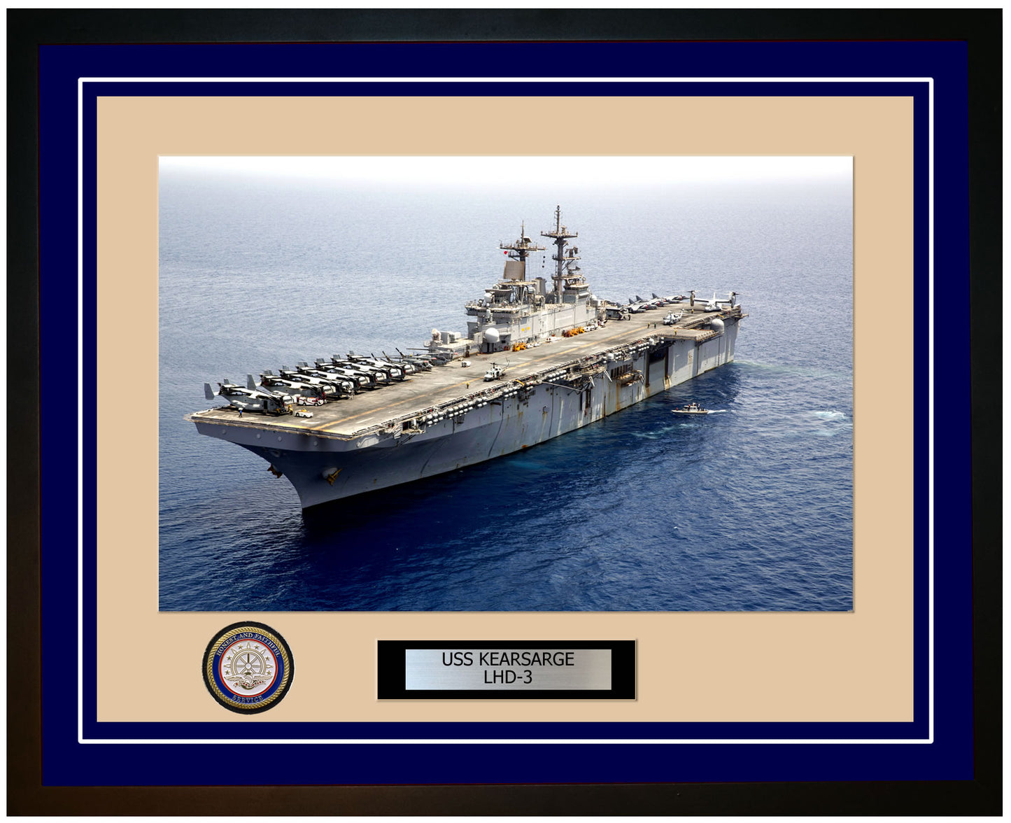 USS Kearsarge LHD-3 Framed Navy Ship Photo Blue