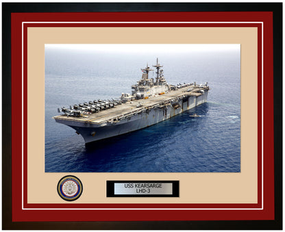USS Kearsarge LHD-3 Framed Navy Ship Photo Burgundy