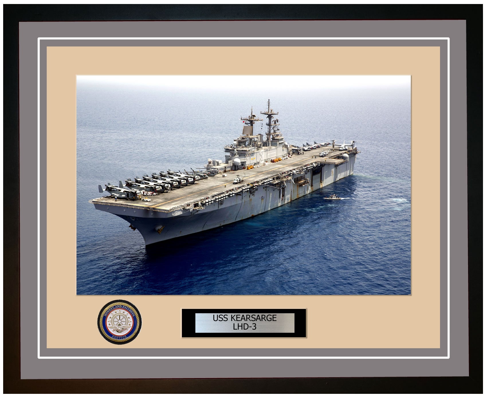 USS Kearsarge LHD-3 Framed Navy Ship Photo Grey
