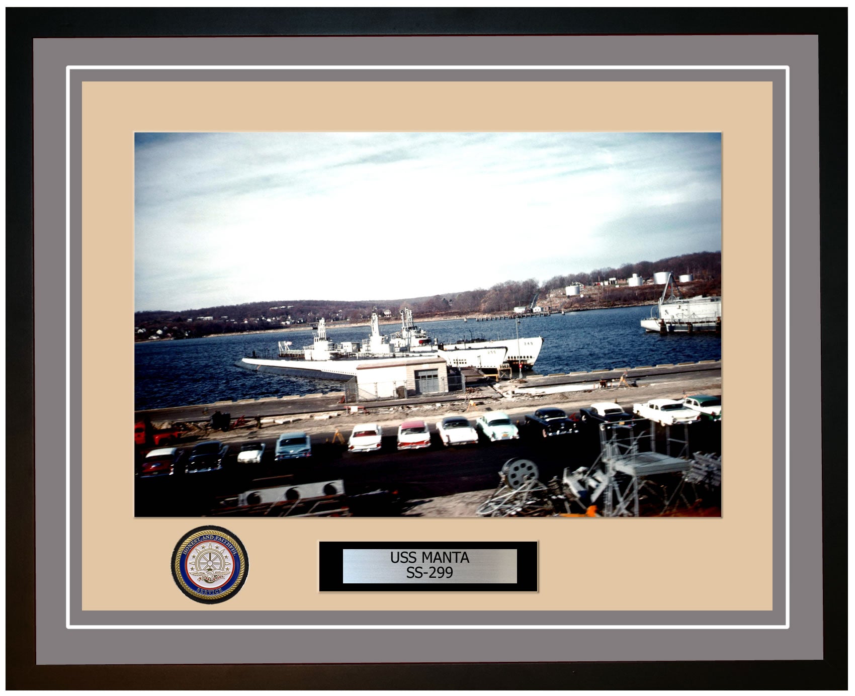 USS Manta SS-299 Framed Navy Ship Photo Grey