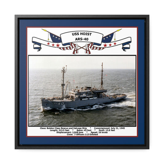 USS Hoist ARS-40 Navy Floating Frame Photo Front View