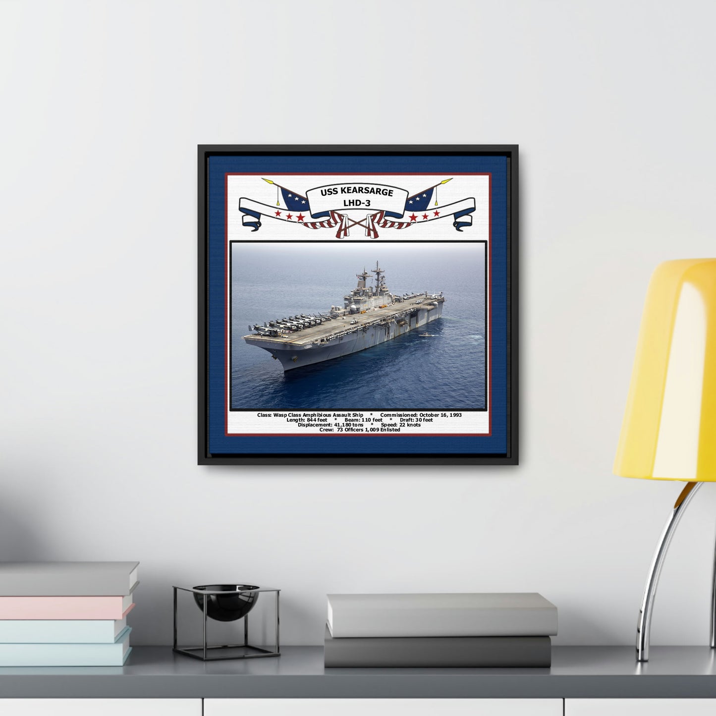 USS Kearsarge LHD-3 Navy Floating Frame Photo Desk View