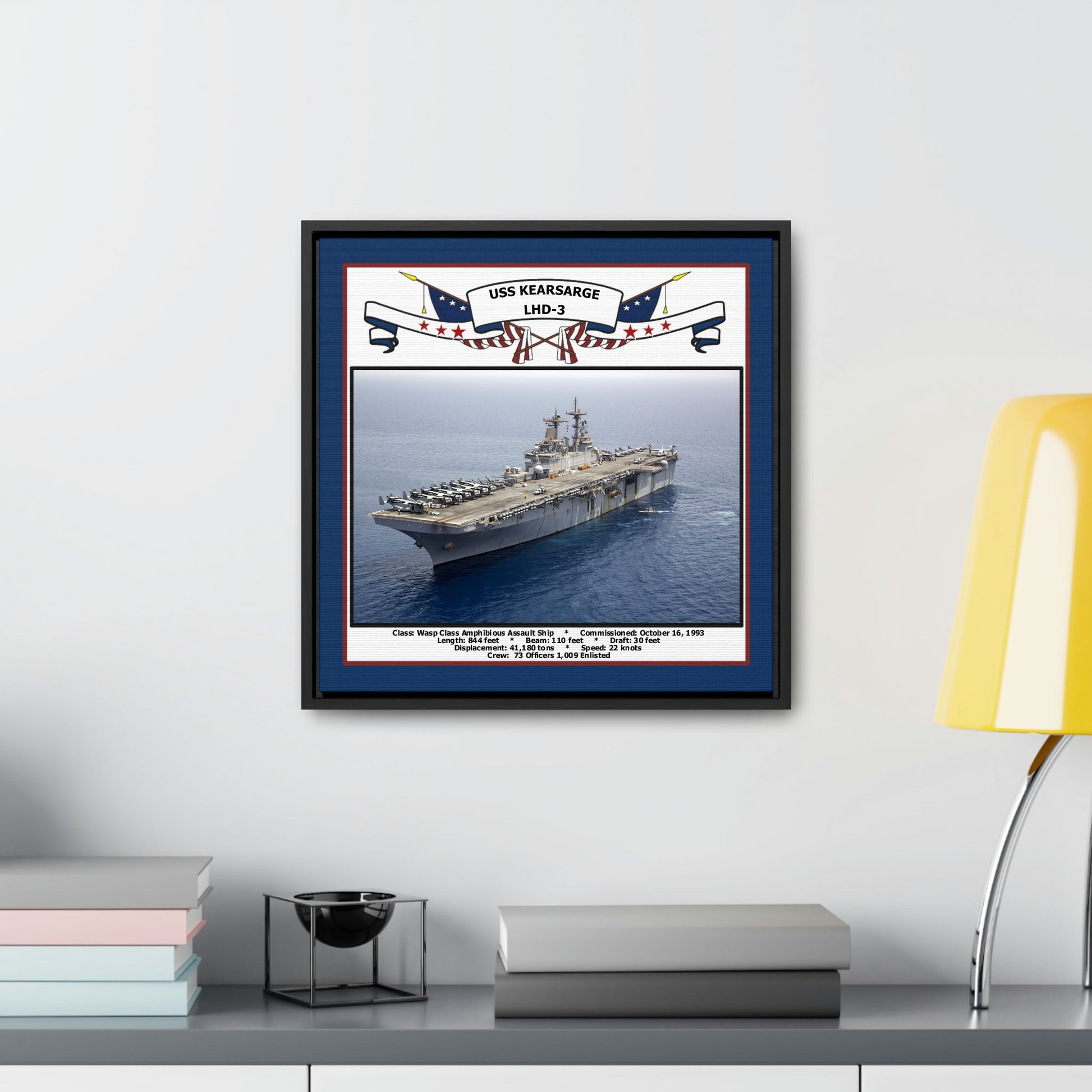 USS Kearsarge LHD-3 Navy Floating Frame Photo Desk View