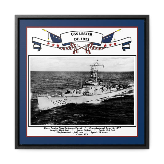 USS Lester DE-1022 Navy Floating Frame Photo Front View