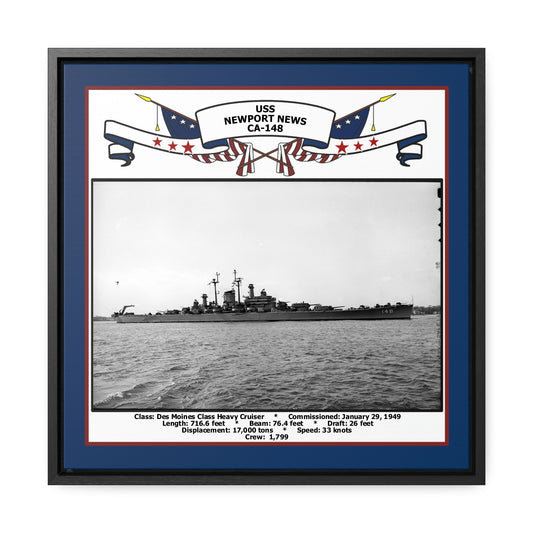 USS Newport News CA-148 Navy Floating Frame Photo Front View