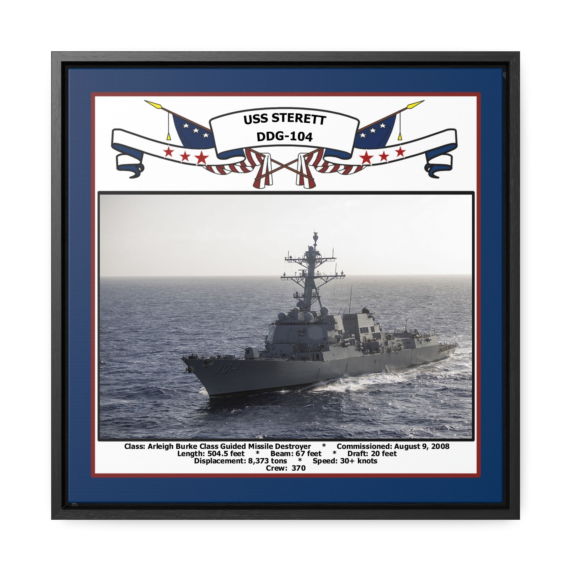 USS Sterett DDG-104 Navy Floating Frame Photo Front View