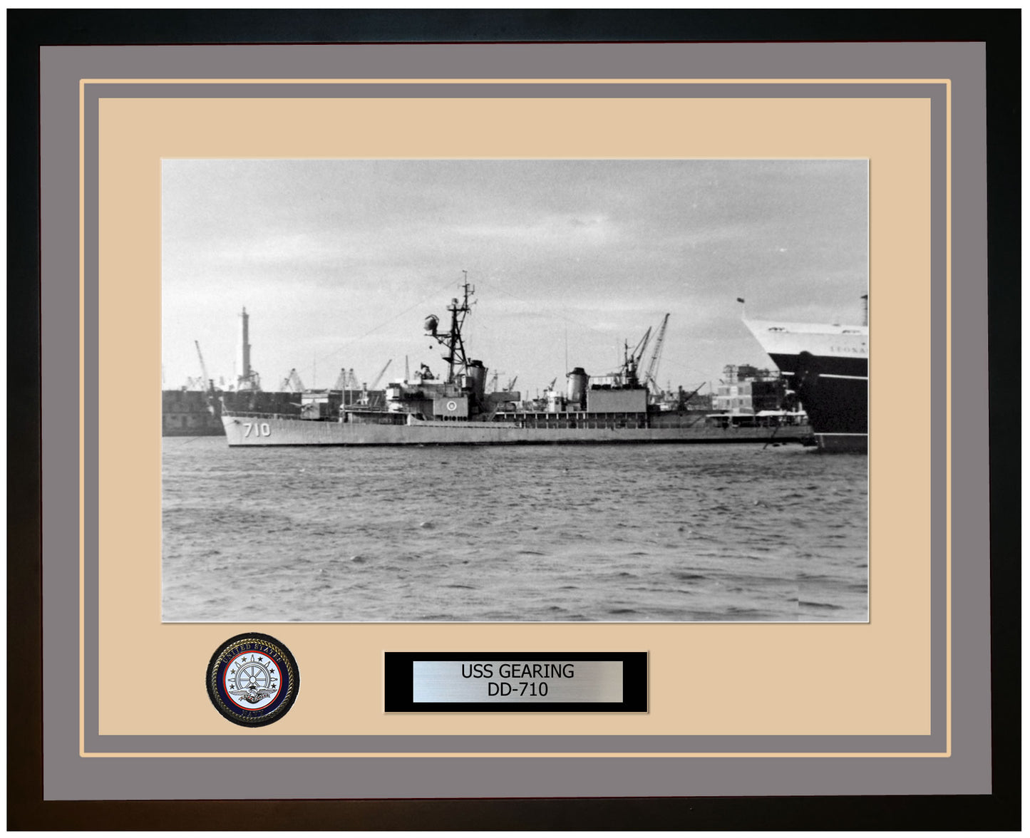 USS GEARING DD-710 Framed Navy Ship Photo Grey