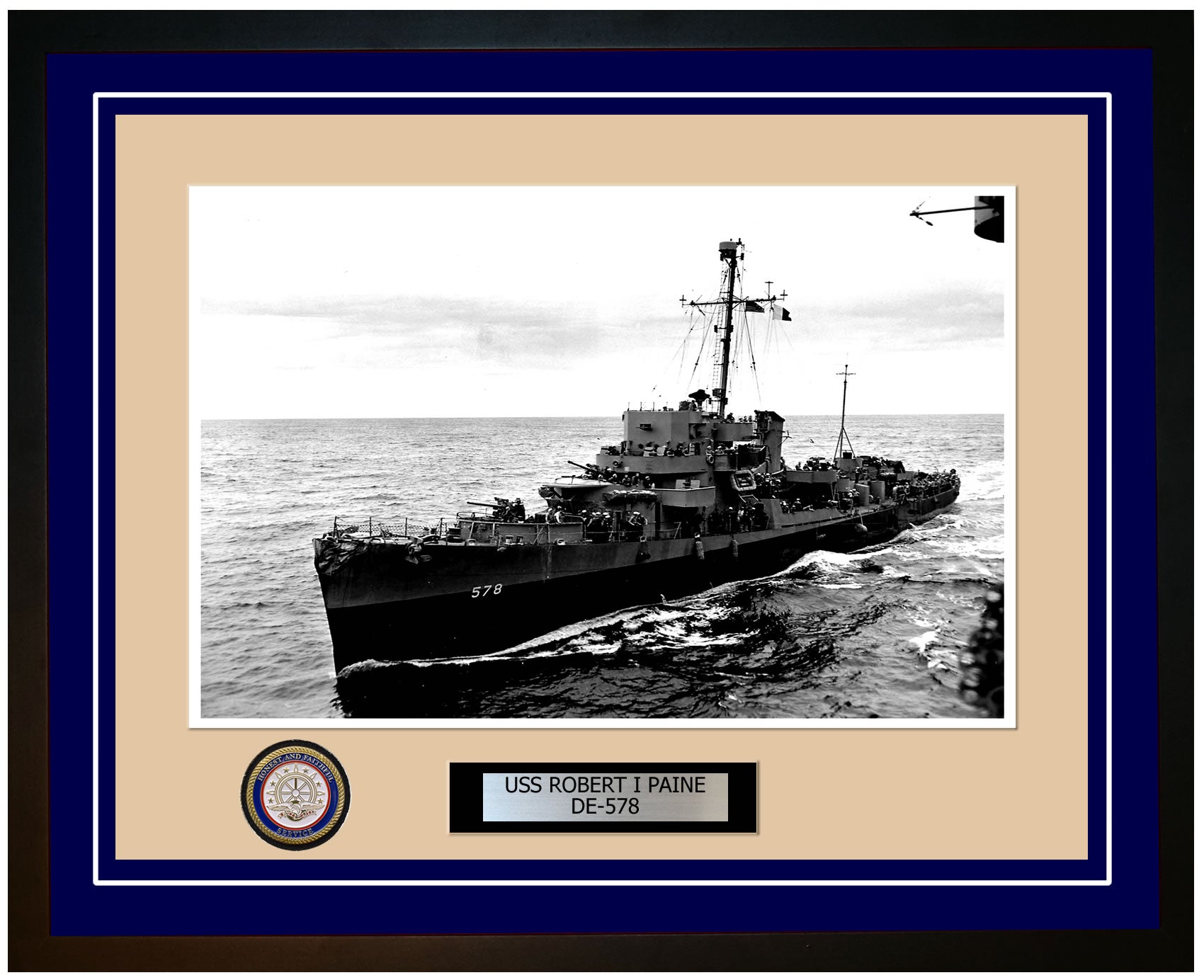 USS Robert I Paine DE-578 Framed Navy Ship Photo Blue