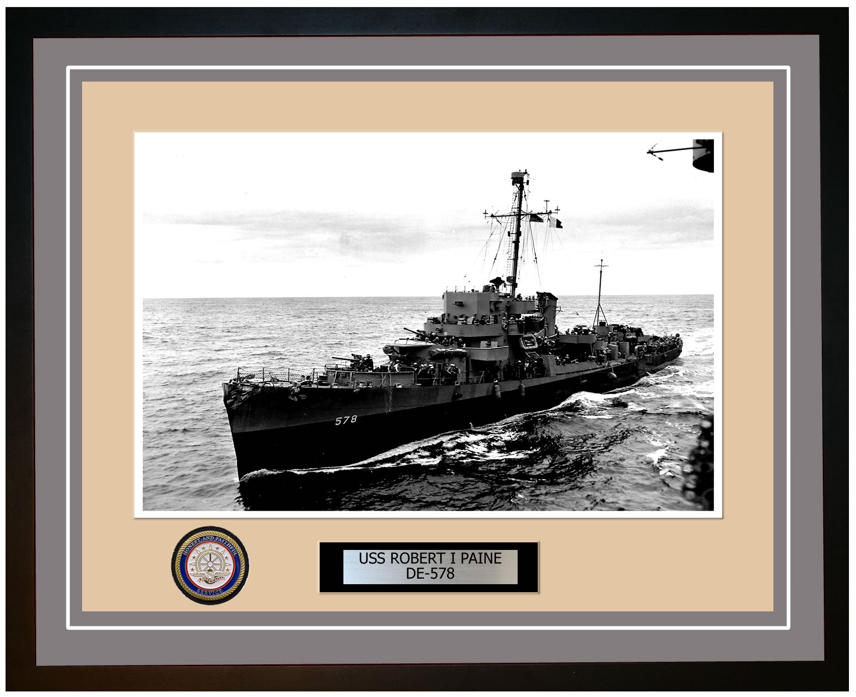 USS Robert I Paine DE-578 Framed Navy Ship Photo Grey