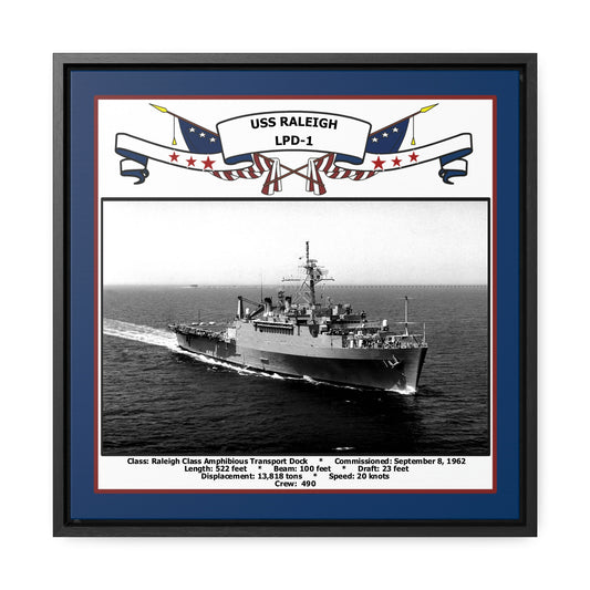 USS Raleigh LPD-1 Navy Floating Frame Photo Front View