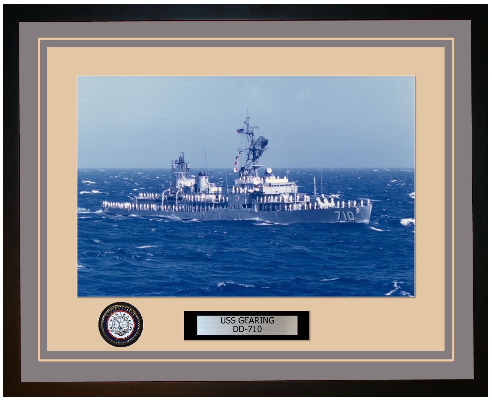 USS GEARING DD-710 Framed Navy Ship Photo Grey