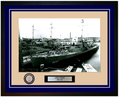 USS Fogg DE-57 Framed Navy Ship Photo Blue
