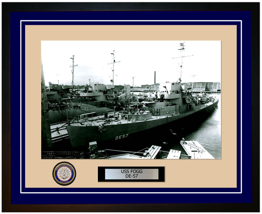 USS Fogg DE-57 Framed Navy Ship Photo Blue