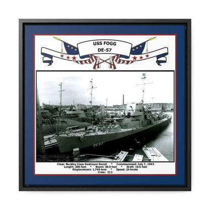 USS Fogg DE-57 Navy Floating Frame Photo Front View