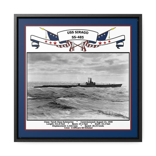 USS Sirago SS-485 Navy Floating Frame Photo Front View