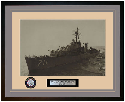 USS EUGENE A GREENE DD-711 Framed Navy Ship Photo Grey