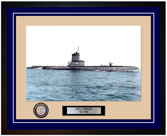 USS Sirago SS-485 Framed Navy Ship Photo Blue