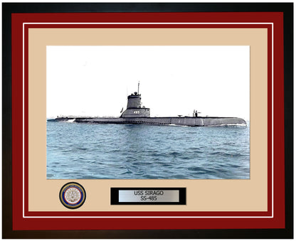 USS Sirago SS-485 Framed Navy Ship Photo Burgundy