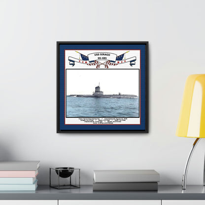 USS Sirago SS-485 Navy Floating Frame Photo Desk View