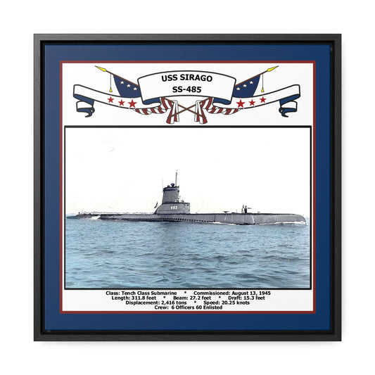 USS Sirago SS-485 Navy Floating Frame Photo Front View