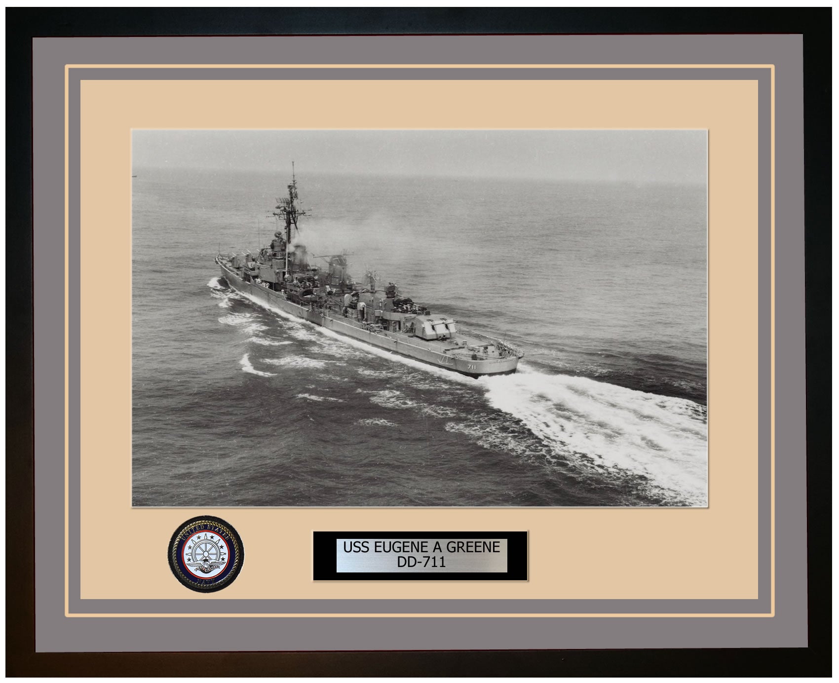 USS EUGENE A GREENE DD-711 Framed Navy Ship Photo Grey