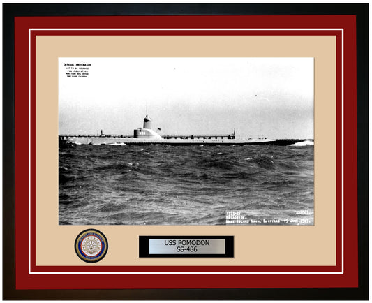 USS Pomodon SS-486 Framed Navy Ship Photo Burgundy