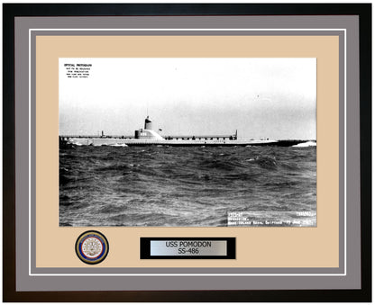 USS Pomodon SS-486 Framed Navy Ship Photo Grey