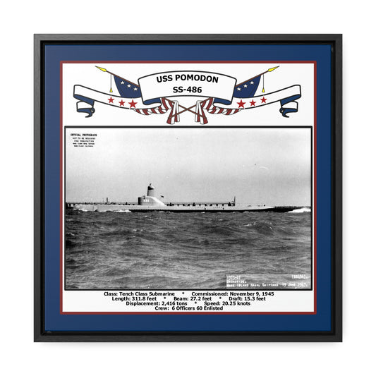 USS Pomodon SS-486 Navy Floating Frame Photo Front View