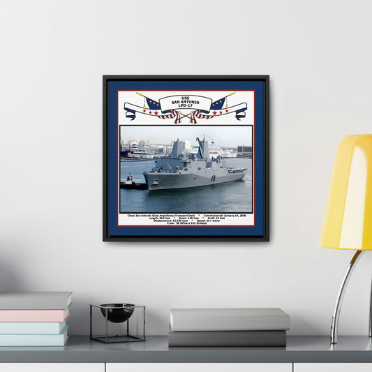 USS San Antonio LPD-17 Navy Floating Frame Photo Desk View
