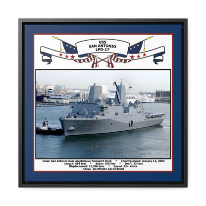 USS San Antonio LPD-17 Navy Floating Frame Photo Front View