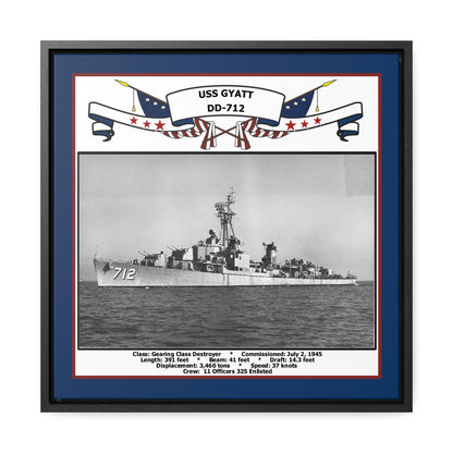 USS Gyatt DD-712 Navy Floating Frame Photo Front View