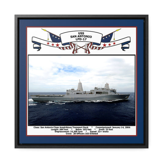 USS San Antonio LPD-17 Navy Floating Frame Photo Front View