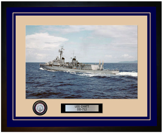 USS GYATT DD-712 Framed Navy Ship Photo Blue