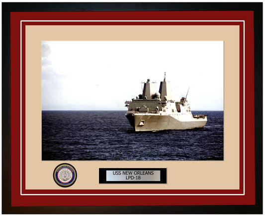 USS New Orleans LPD-18 Framed Navy Ship Photo Burgundy